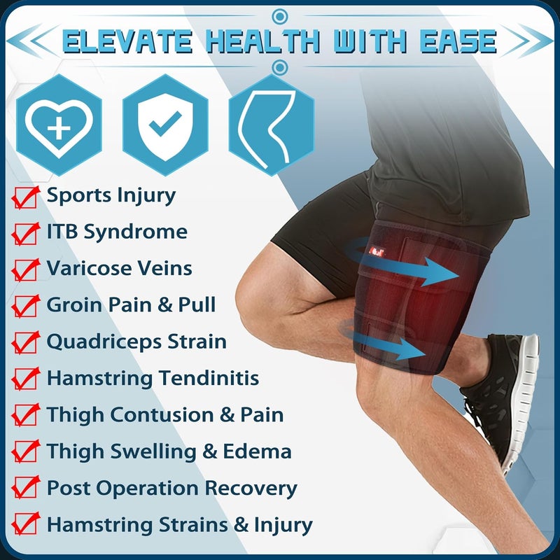 Hiball Adjustable Thigh Brace, Hamstring Compression Wrap, Thigh Compression Sleeve, Quad and Upper Leg Brace for Men & Women - Image 5